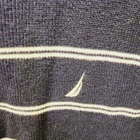 Men's NAUTICA Luxury Performance Navy Stripe Crew Neck Sweater Size XL - Picture 2 of 9